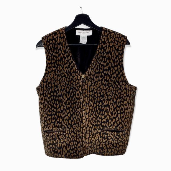 Vintage Jackets & Blazers - Vintage 90s Jones New York Sport Animal Print Zip Up Vest Large